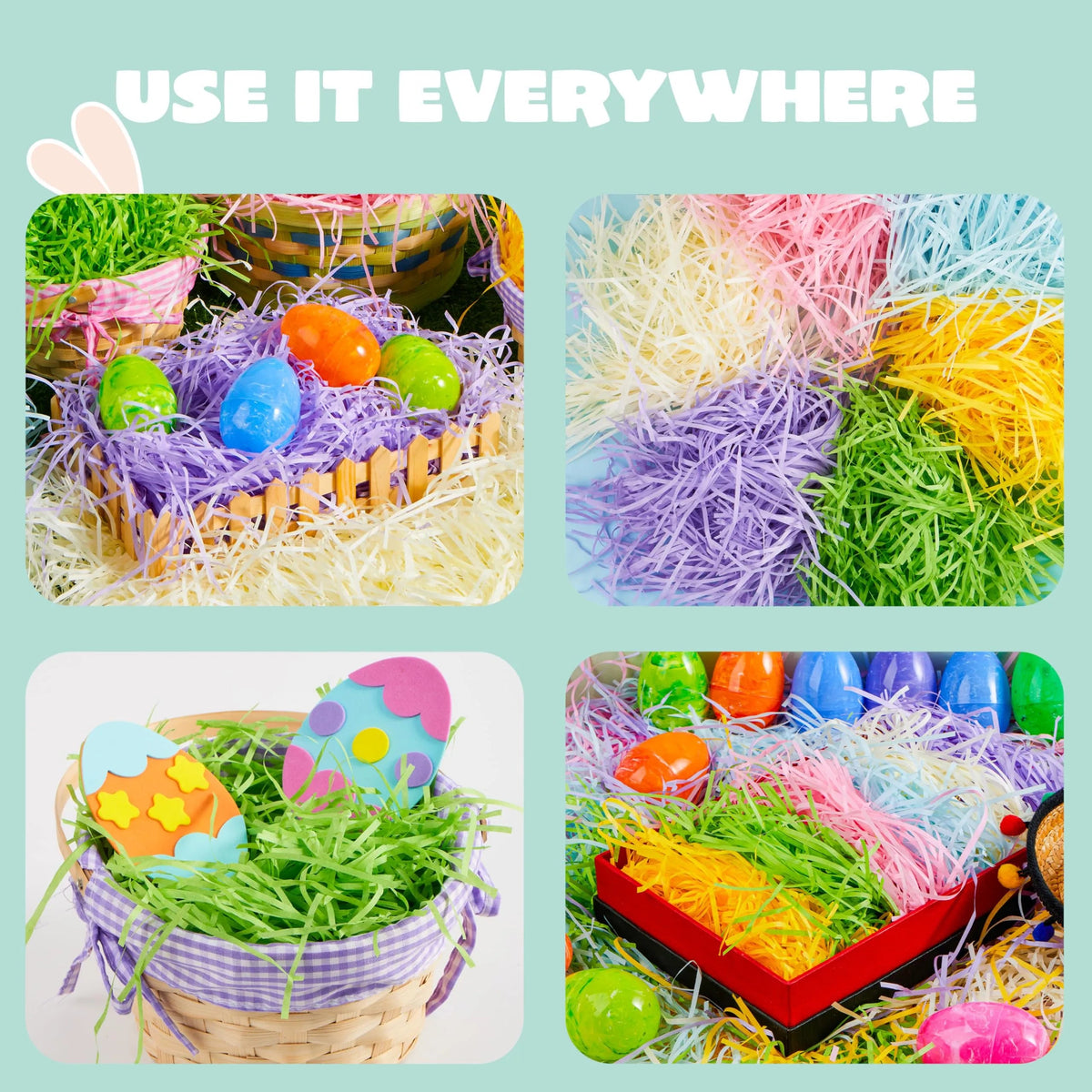 36oz (1000g) Multicolor Rainbow Easter Grass - Recyclable Paper Shred in Pastel Colors