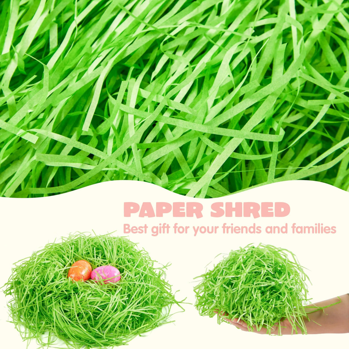 36oz (1000g) Multicolor Rainbow Easter Grass - Recyclable Paper Shred in Pastel Colors