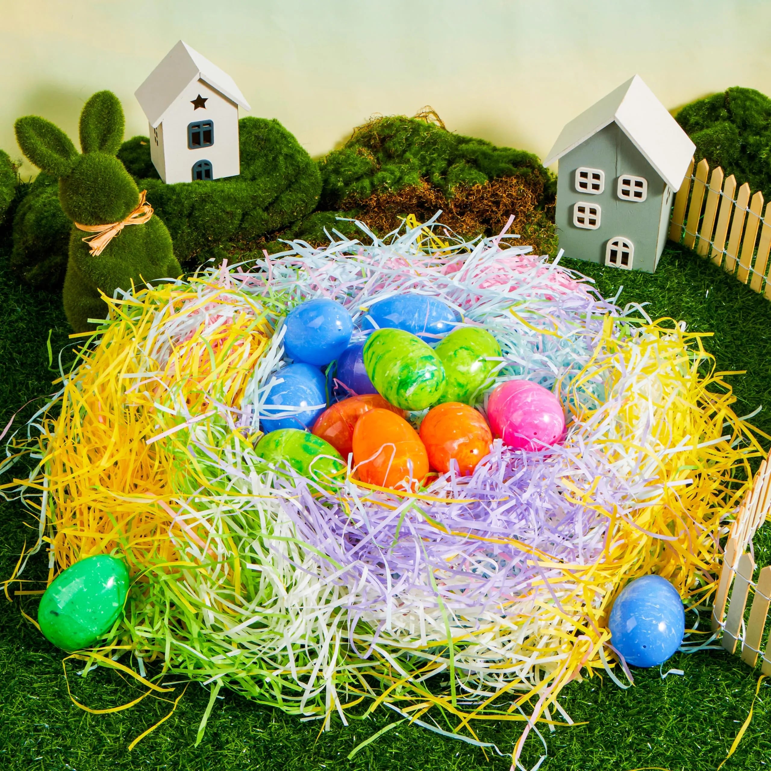 36oz (1000g) Multicolor Rainbow Easter Grass - Recyclable Paper Shred in Pastel Colors