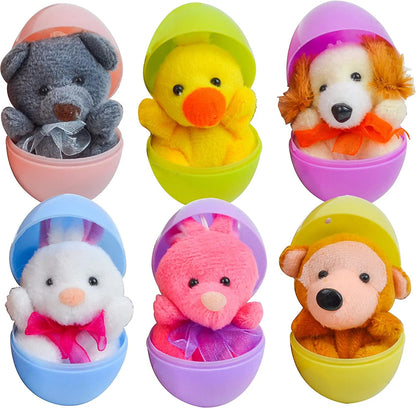 36 Prefilled Easter Eggs with 2.35-Inch Animal Plush Toys for Easter Egg Hunt