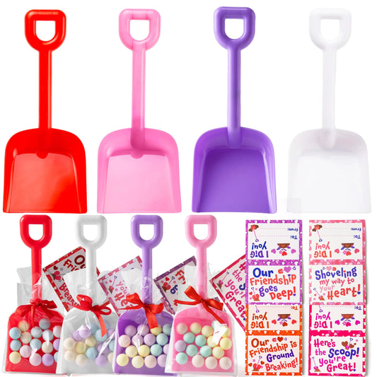 36 Plastic Shovels with Valentine's Day Cards for Kids - Classroom Exchange Gifts