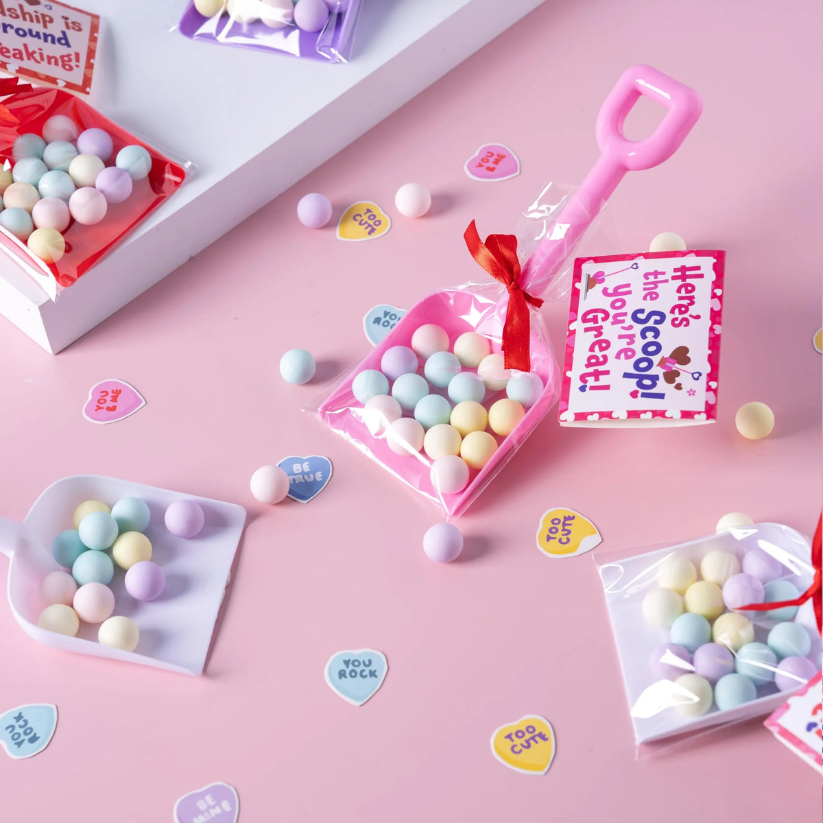 36 Plastic Shovels with Valentine's Day Cards for Kids - Classroom Exchange Gifts
