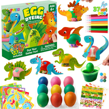 37-Piece Dinosaur Easter Egg Dye Kit for Party & Egg Hunt