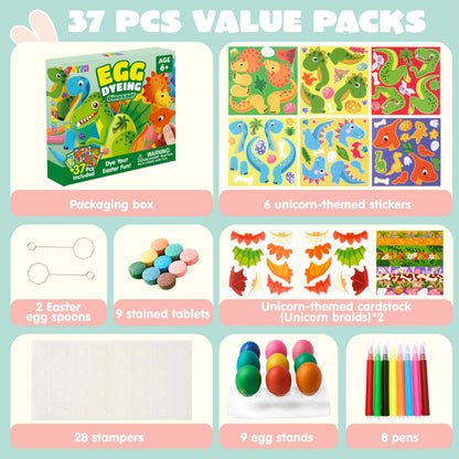 37-Piece Dinosaur Easter Egg Dye Kit for Party & Egg Hunt