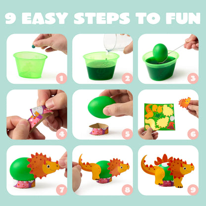 37-Piece Dinosaur Easter Egg Dye Kit for Party & Egg Hunt