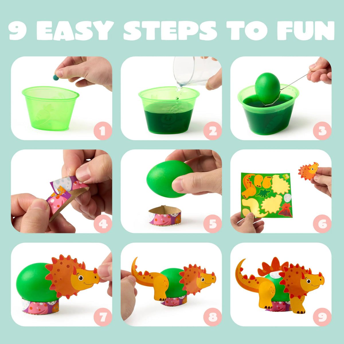37-Piece Dinosaur Easter Egg Dye Kit for Party & Egg Hunt