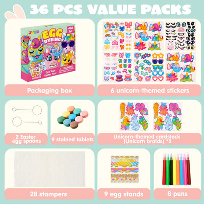 37-Piece Unicorn Easter Egg Dye Kit for Kids' Parties & Activities