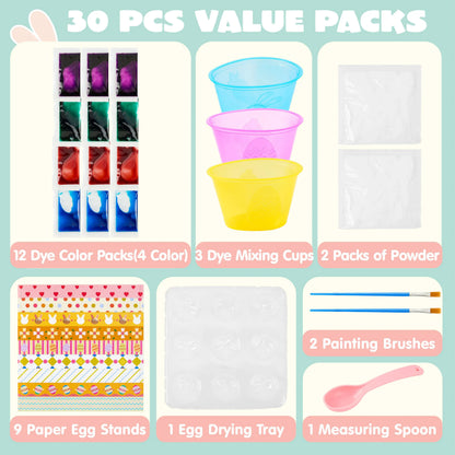 37-Piece Wrap Art Easter Egg Dye Kit for Kids Activities & Party