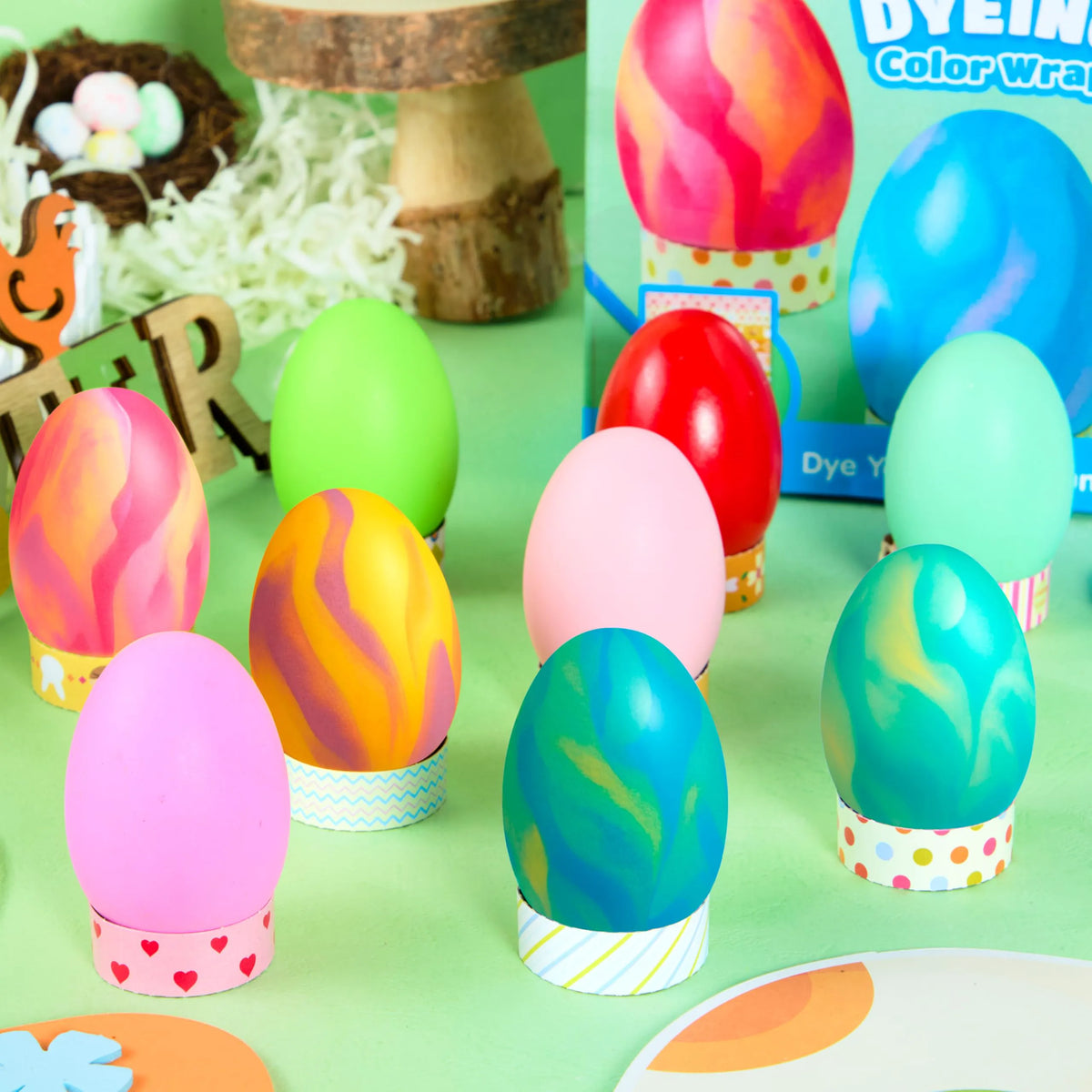 37-Piece Wrap Art Easter Egg Dye Kit for Kids Activities & Party