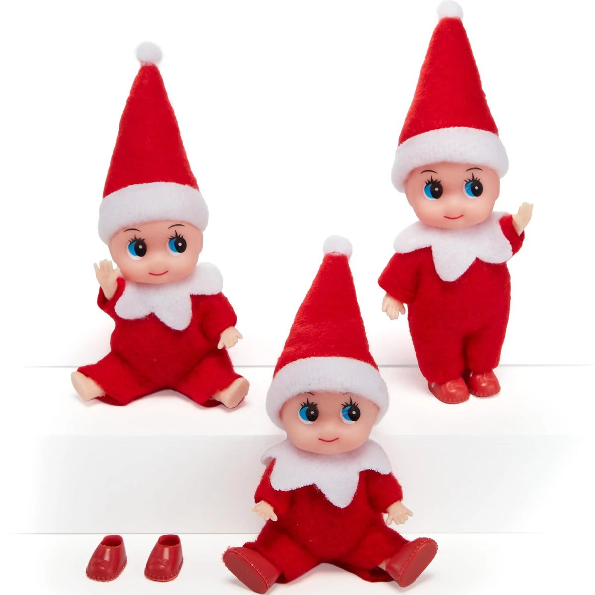 3PCS Christmas Red Elf Doll Soft Plush Toy for Holiday Decor