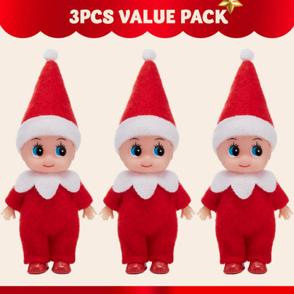 3PCS Christmas Red Elf Doll Soft Plush Toy for Holiday Decor