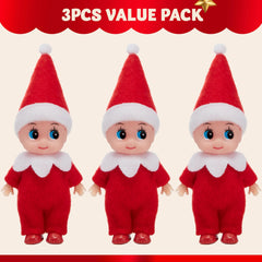 3PCS Christmas Red Elf Doll Soft Plush Toy for Holiday Decor