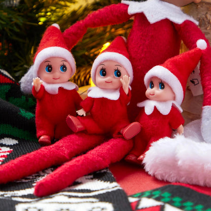 3PCS Christmas Red Elf Doll Soft Plush Toy for Holiday Decor