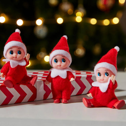 3PCS Christmas Red Elf Doll Soft Plush Toy for Holiday Decor