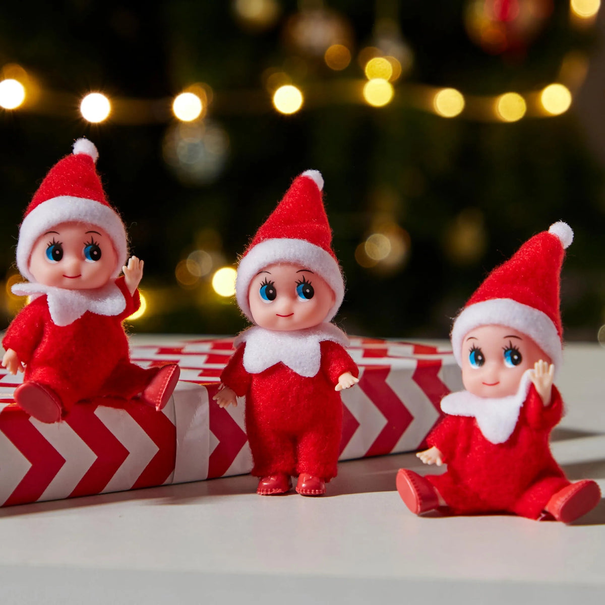 3PCS Christmas Red Elf Doll Soft Plush Toy for Holiday Decor