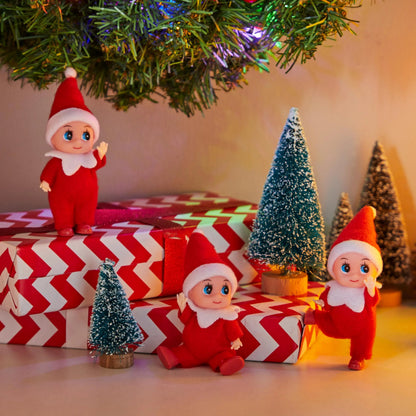 3PCS Christmas Red Elf Doll Soft Plush Toy for Holiday Decor