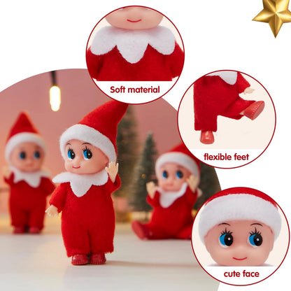 3PCS Christmas Red Elf Doll Soft Plush Toy for Holiday Decor