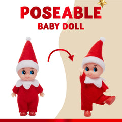3PCS Christmas Red Elf Doll Soft Plush Toy for Holiday Decor