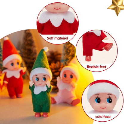 3-Pack Mini Elf Doll Christmas Holiday Decor Gift