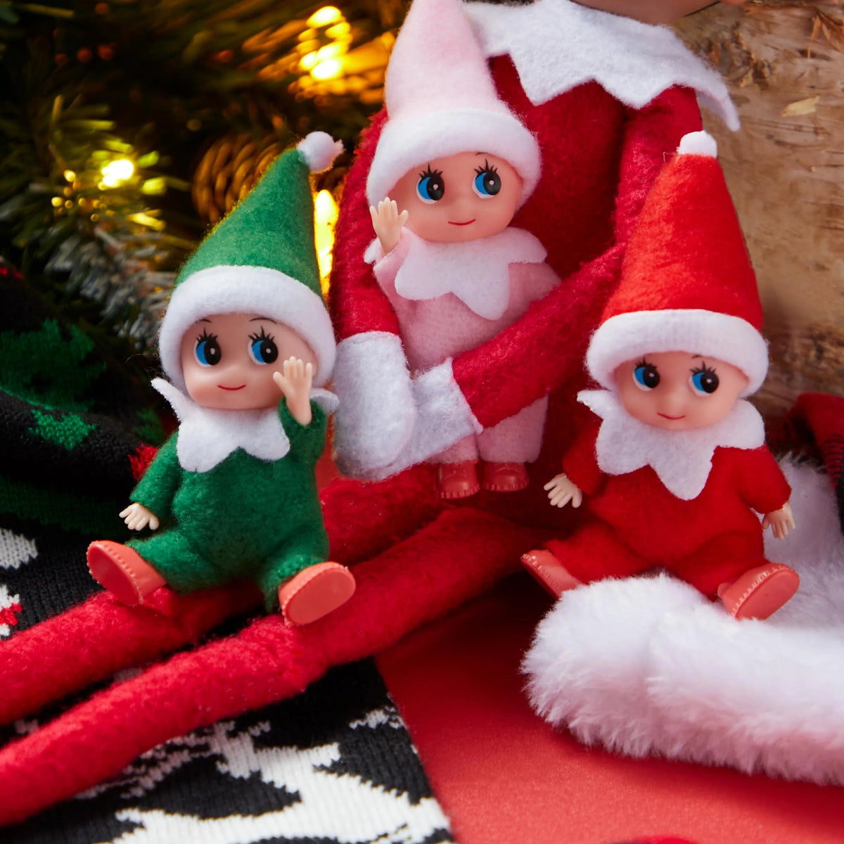 3-Pack Mini Elf Doll Christmas Holiday Decor Gift