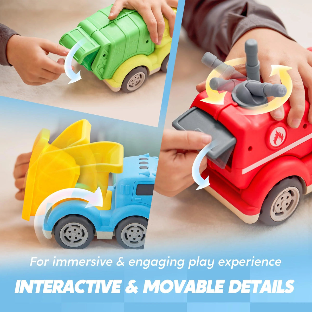 3 Pack Toddler Trucks with Garbage Truck