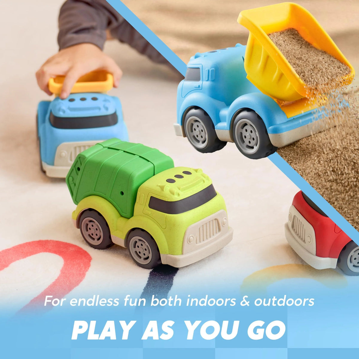 3 Pack Toddler Trucks with Garbage Truck