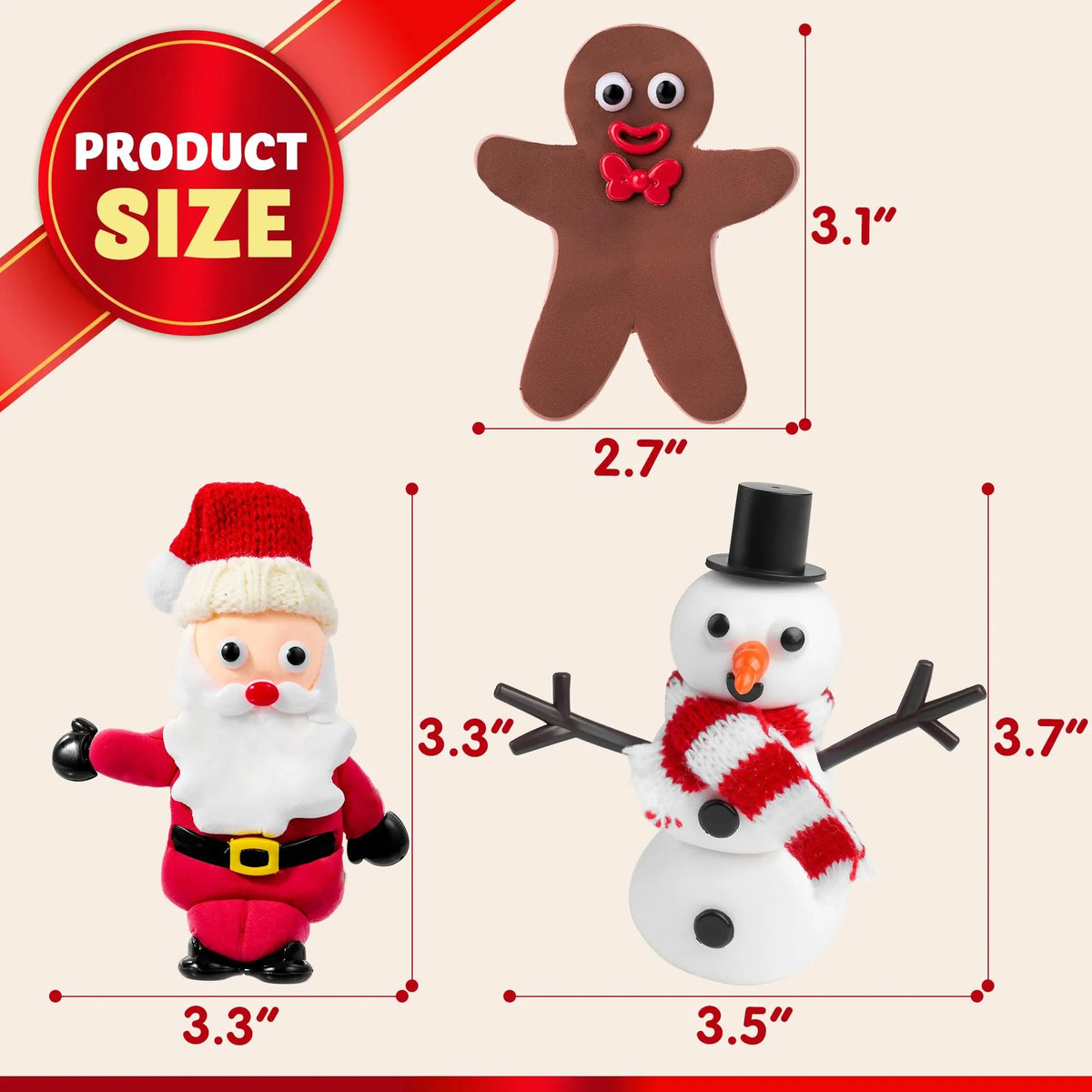 3-Pack Christmas Craft Kit: Snowman, Santa, and Gingerbread Man