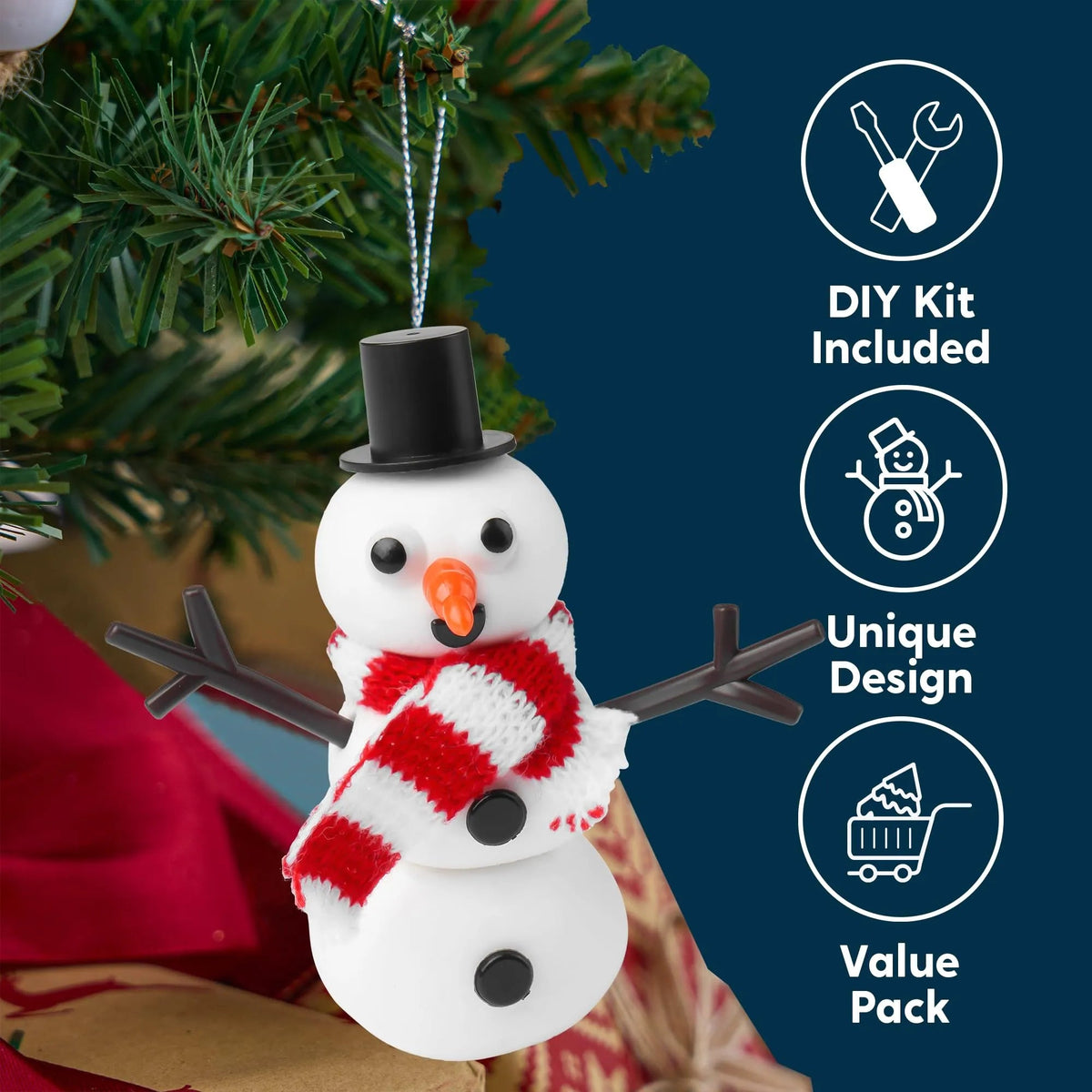 3-Pack Christmas Craft Kit: Snowman, Santa, and Gingerbread Man