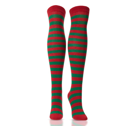 3 Pairs Women's Striped Christmas Over-the-Knee Elf Socks