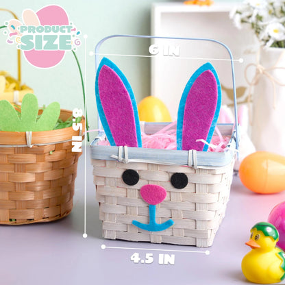 Set of 3 Easter Bamboo Baskets with Bunny, Chick, and Carrot Designs for Baby's First Easter