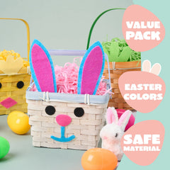 Set of 3 Easter Bamboo Baskets with Bunny, Chick, and Carrot Designs for Baby's First Easter
