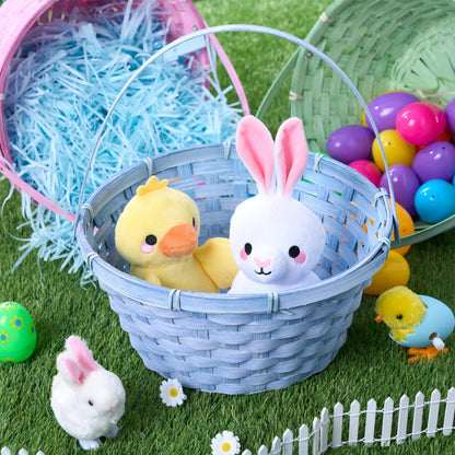 3-Pack Easter Bamboo Baskets with Folding Handles for Egg Hunts