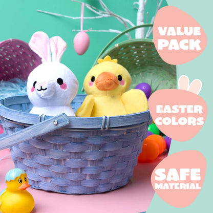 3-Pack Easter Bamboo Baskets with Folding Handles for Egg Hunts
