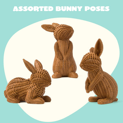 Set of 3 Easter Bunny Resin Figurines for Home Tabletop Decor