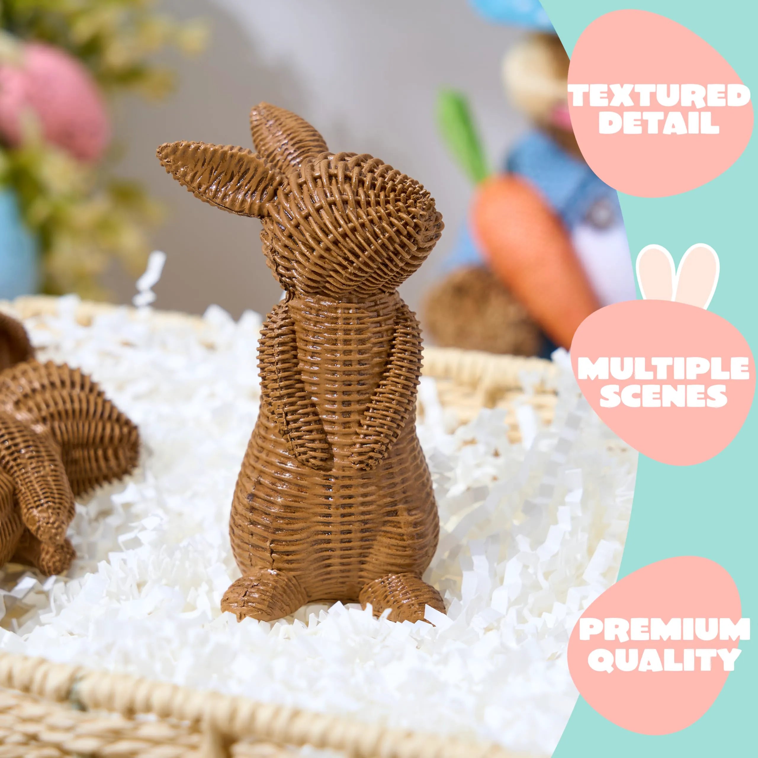 Set of 3 Easter Bunny Resin Figurines for Home Tabletop Decor