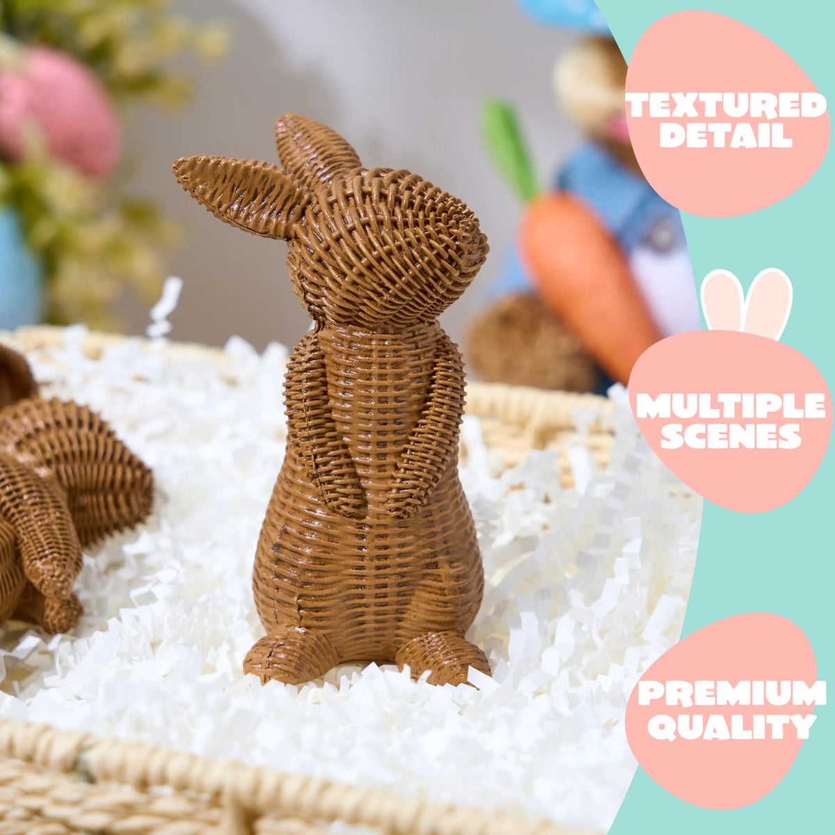 Set of 3 Easter Bunny Resin Figurines for Home Tabletop Decor