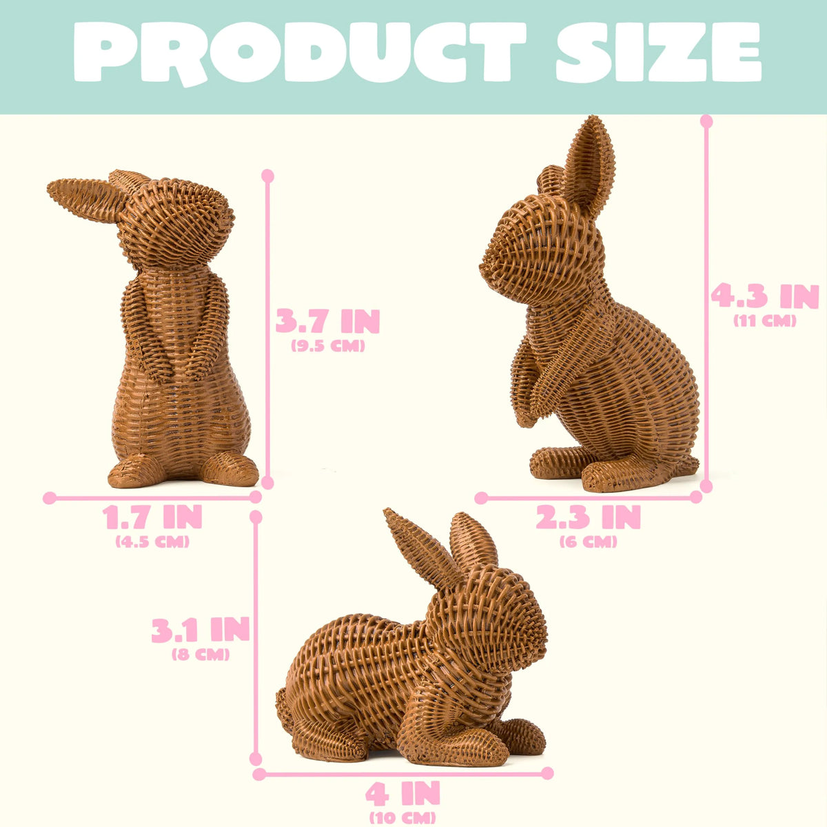 Set of 3 Easter Bunny Resin Figurines for Home Tabletop Decor