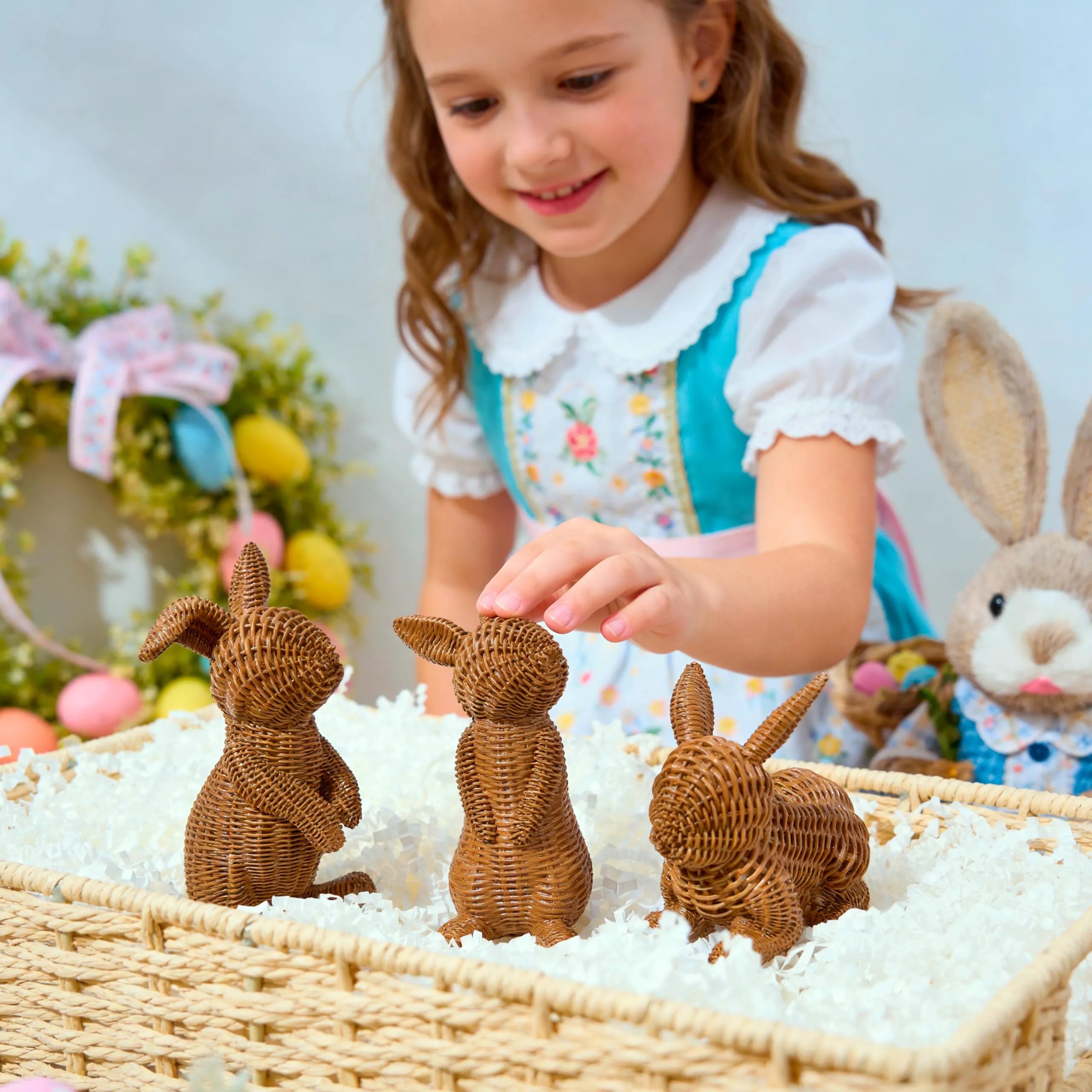 Set of 3 Easter Bunny Resin Figurines for Home Tabletop Decor