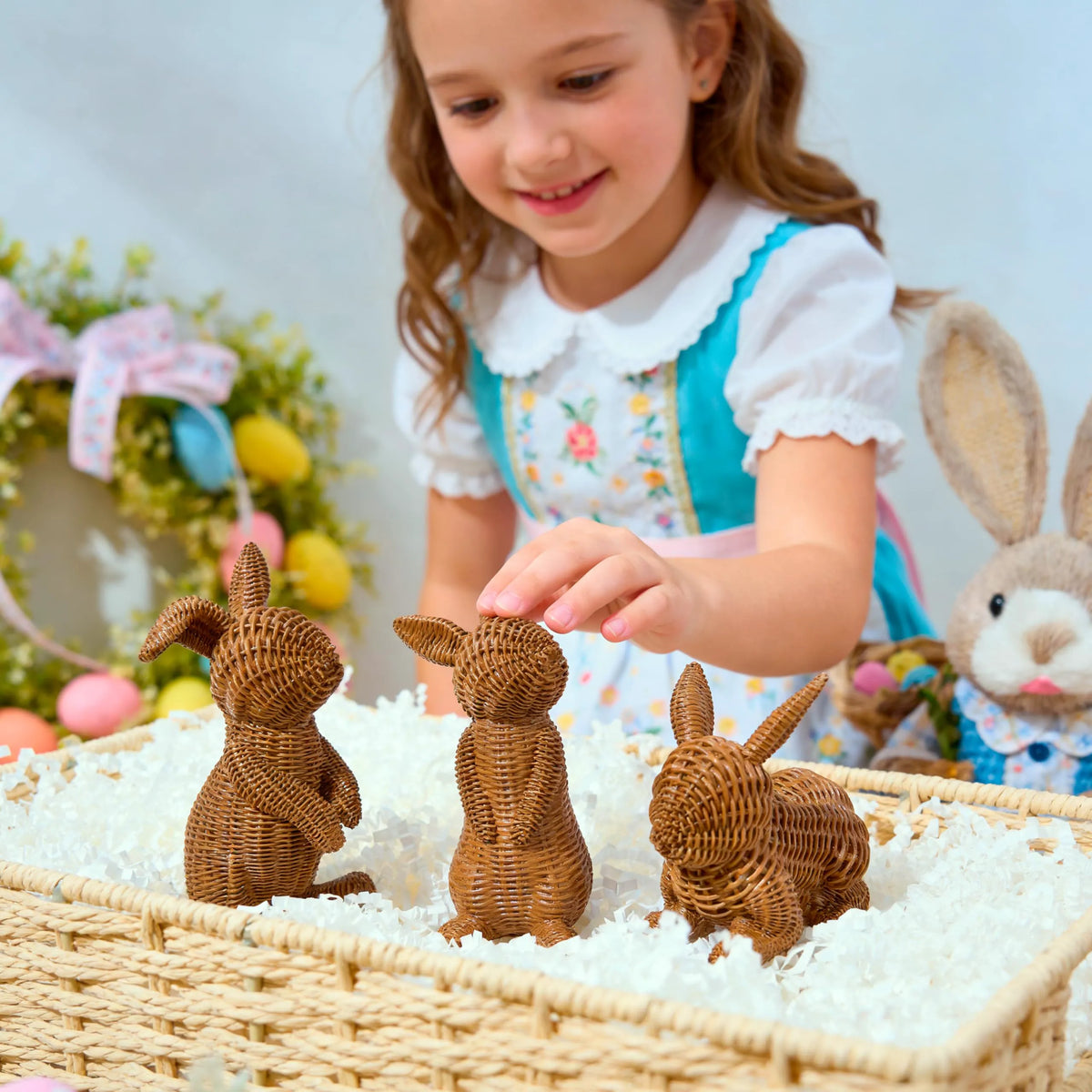 Set of 3 Easter Bunny Resin Figurines for Home Tabletop Decor
