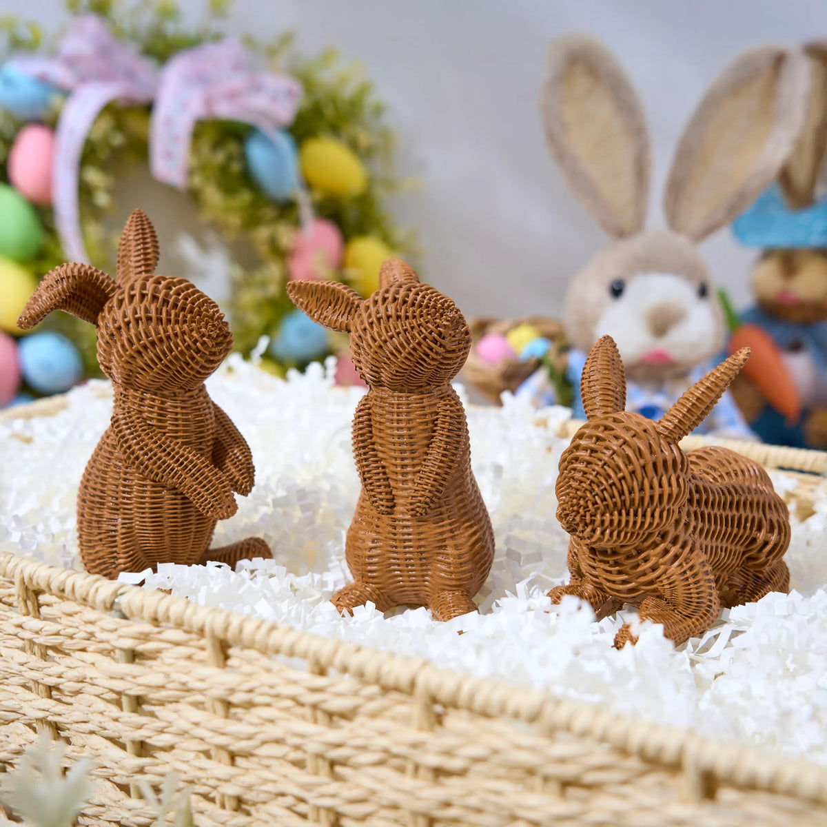 Set of 3 Easter Bunny Resin Figurines for Home Tabletop Decor