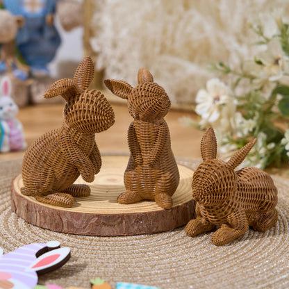 Set of 3 Easter Bunny Resin Figurines for Home Tabletop Decor