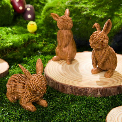 Set of 3 Easter Bunny Resin Figurines for Home Tabletop Decor