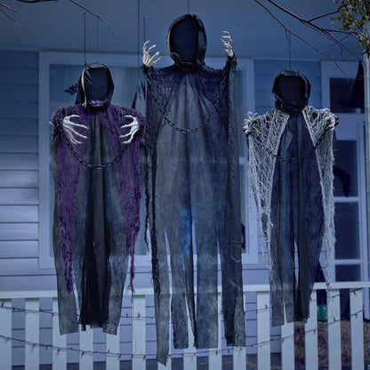 3-Piece Halloween Hanging Grim Reaper Decorations - 47-Inch & 2x 35-Inch Faceless Ghosts