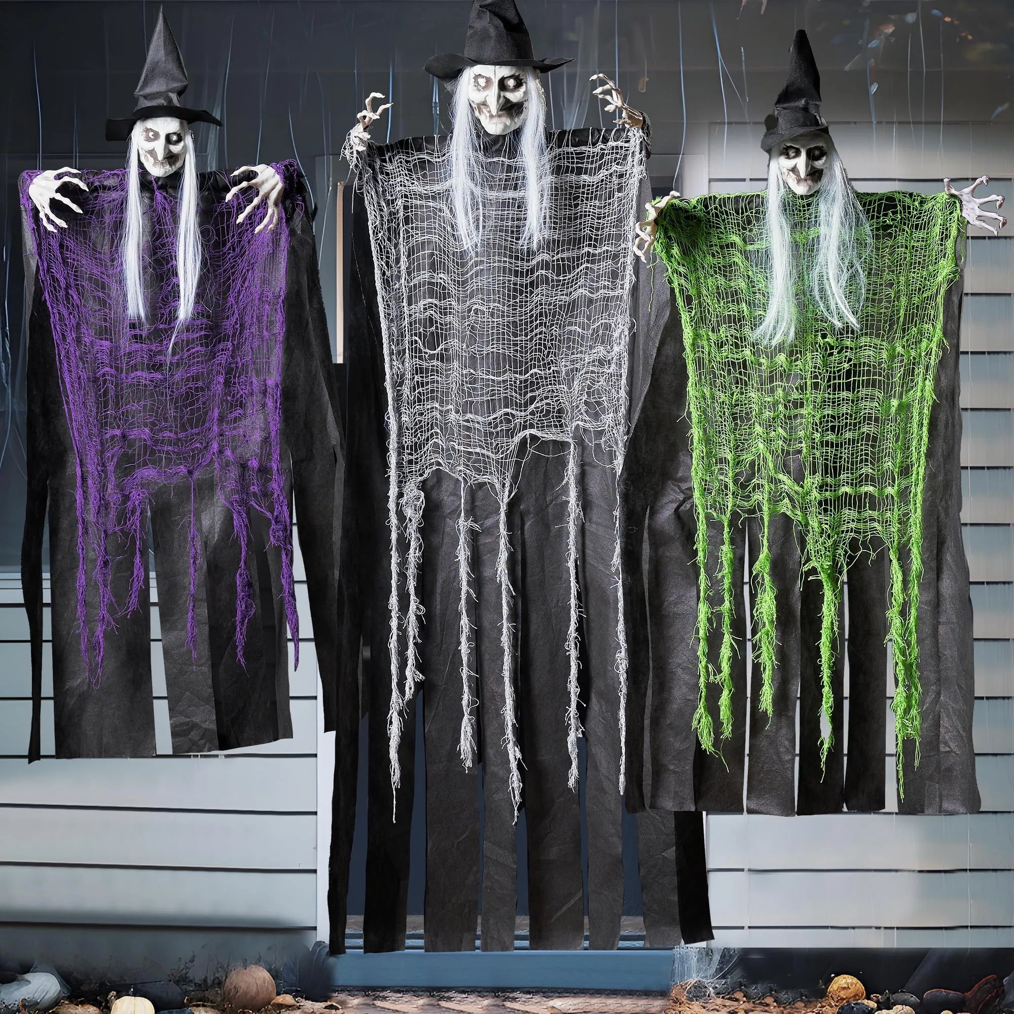 3 Halloween Hanging Witches - 1 (47in) & 2 (35.4in) for Indoor/Outdoor Decor