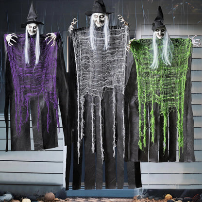 3 Halloween Hanging Witches - 1 (47in) & 2 (35.4in) for Indoor/Outdoor Decor