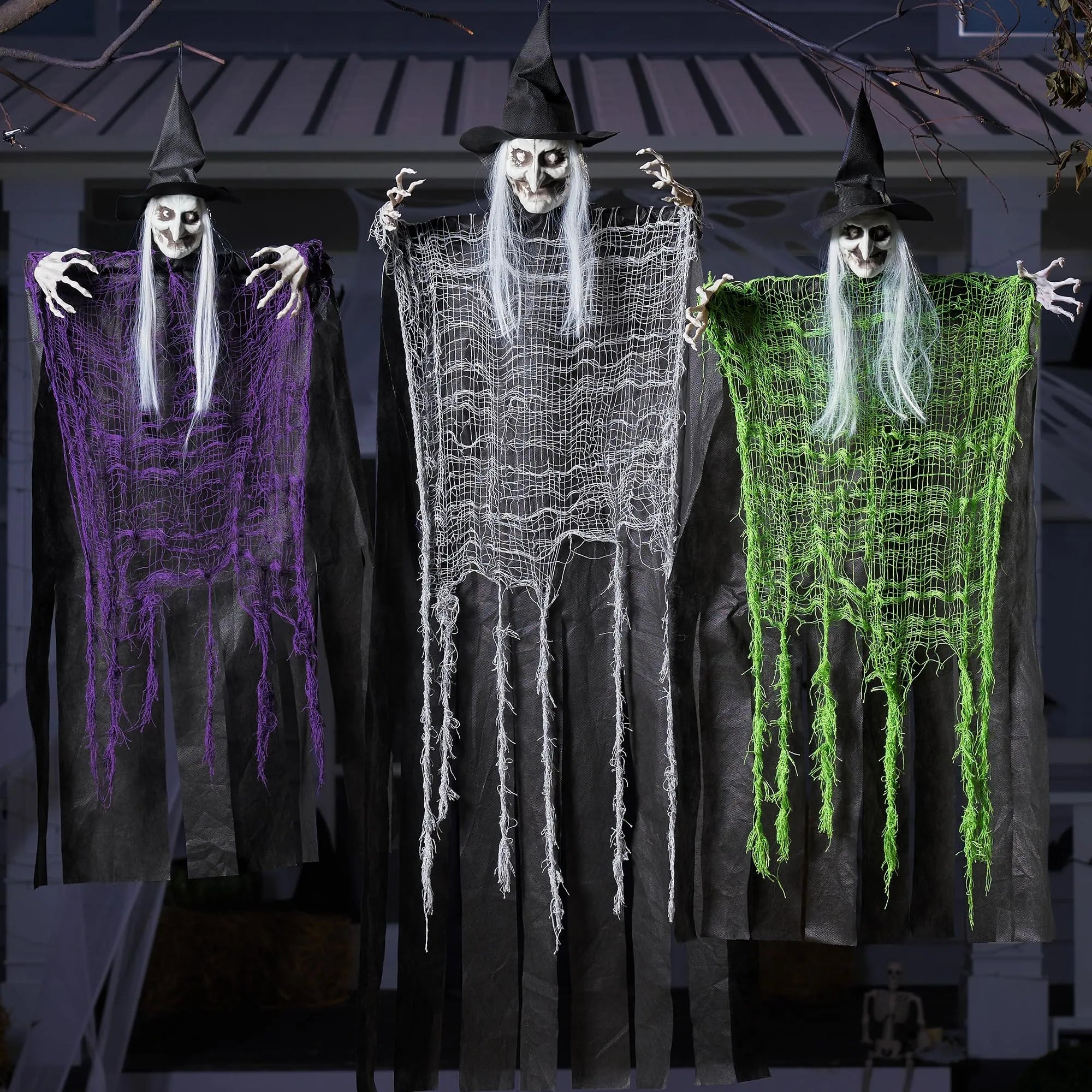 3 Halloween Hanging Witches - 1 (47in) & 2 (35.4in) for Indoor/Outdoor Decor