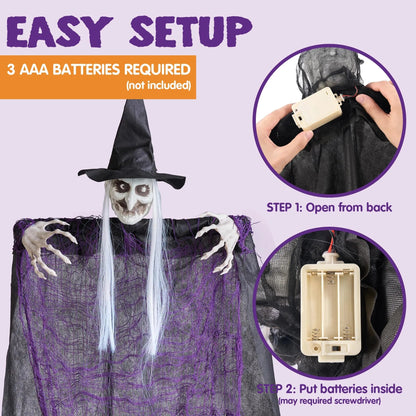 3 Halloween Hanging Witches - 1 (47in) & 2 (35.4in) for Indoor/Outdoor Decor