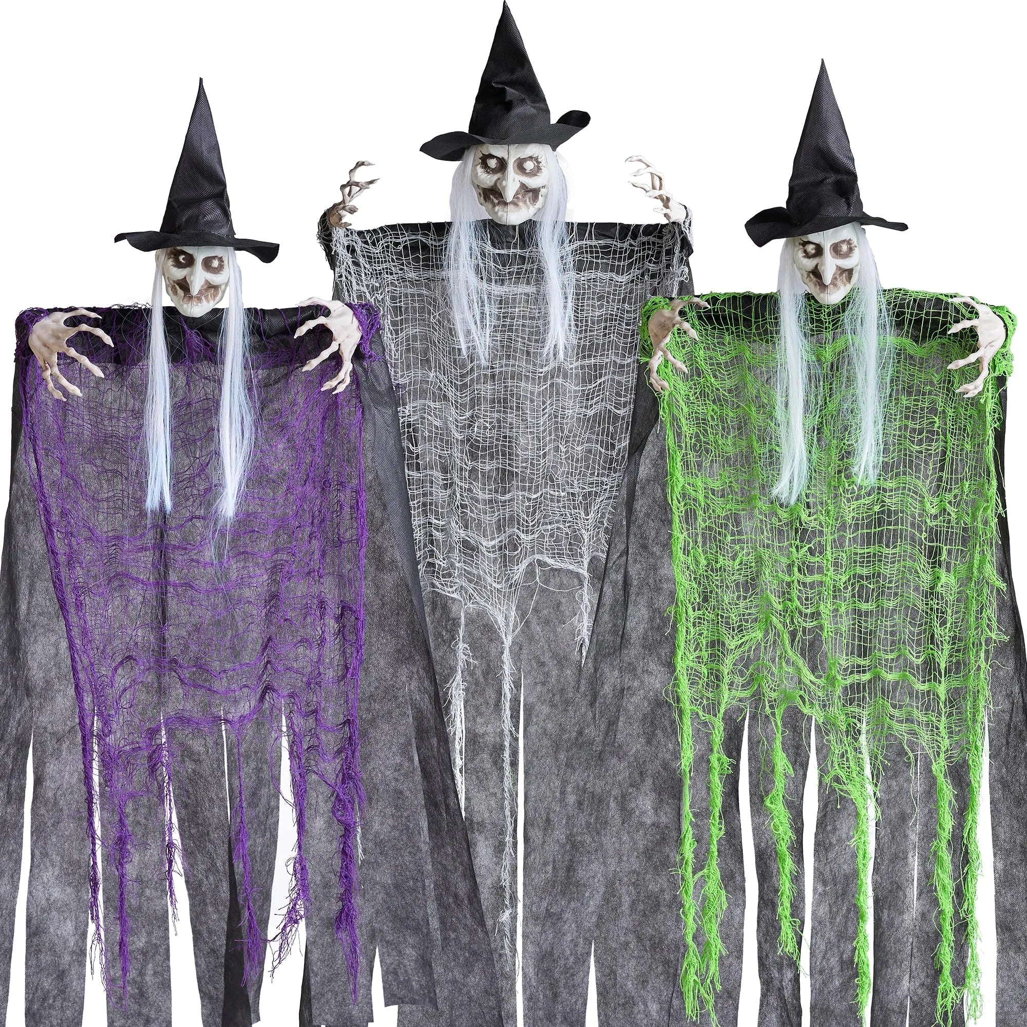 3 Halloween Hanging Witches - 1 (47in) & 2 (35.4in) for Indoor/Outdoor Decor