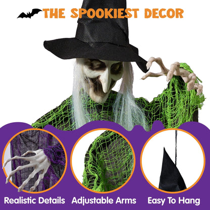 3 Halloween Hanging Witches - 1 (47in) & 2 (35.4in) for Indoor/Outdoor Decor