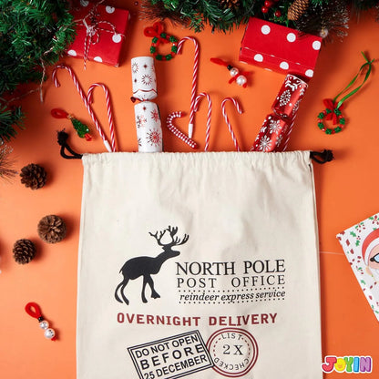 3-Pack Santa Burlap Christmas Gift Bags with Drawstring, 26 x 19 Inches